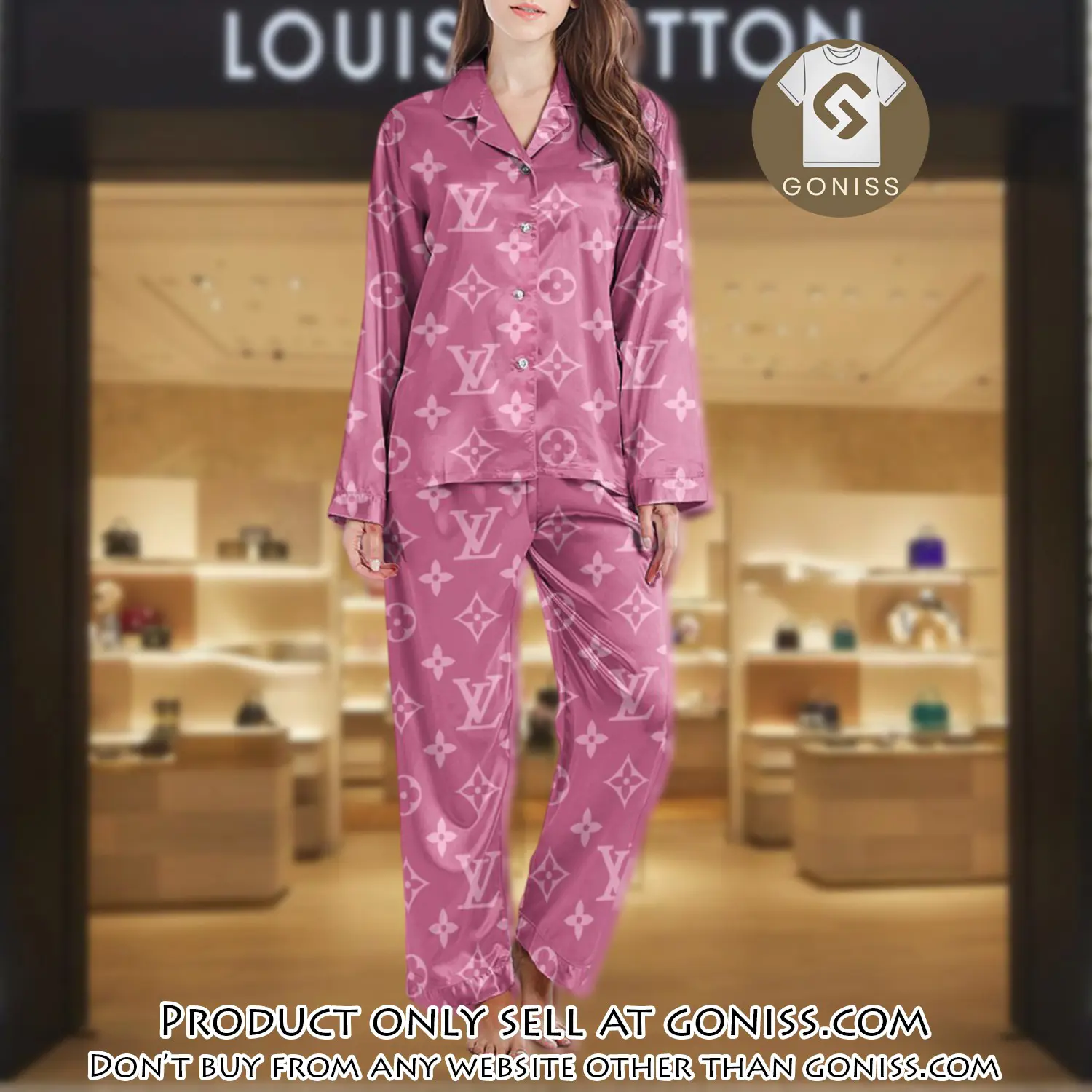 Lv monogram long satin pajama set pjs1014 gn1214359